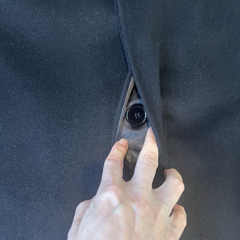 Bachrach Coat Mens Large Black 100% Wool Cashmere Blend Overcoat Jacket - Picture 8 of 14